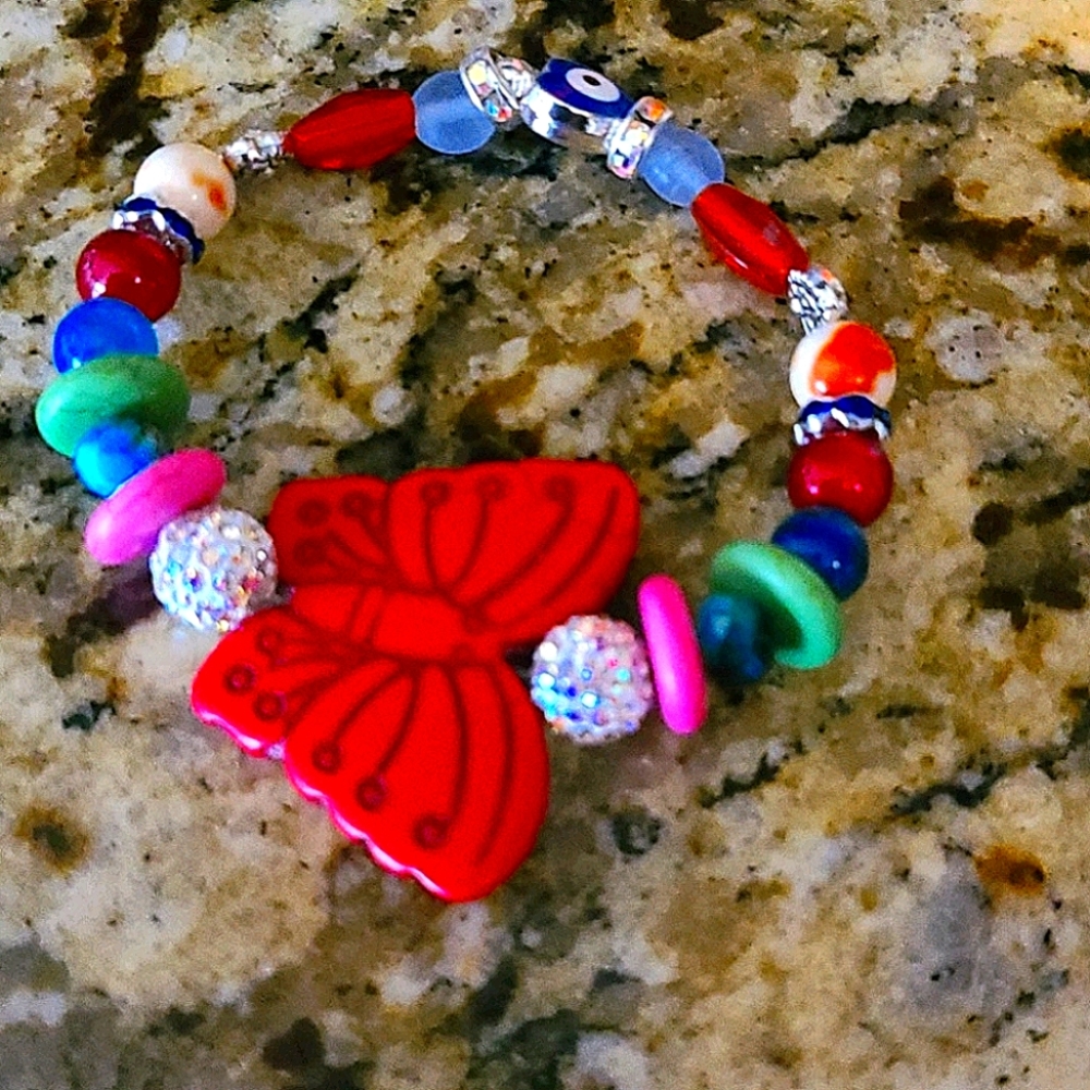NWT butterfly bracelet with the evil eye